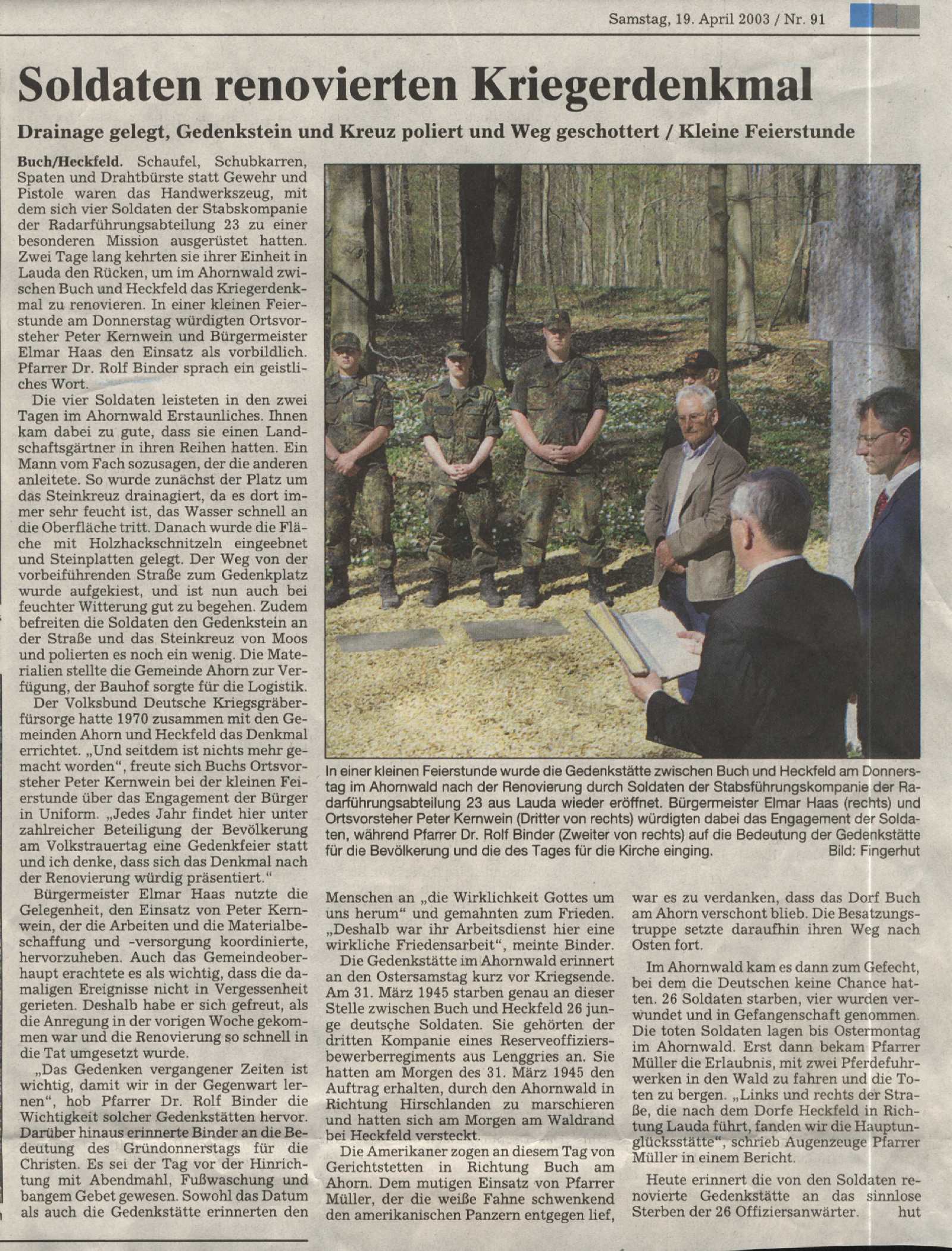 Renovierung des Denkmals 2003